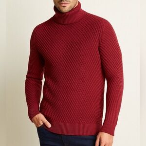 Soul of London Textured Mock Neck Sweater-Maroon/Berry Red (1056)
